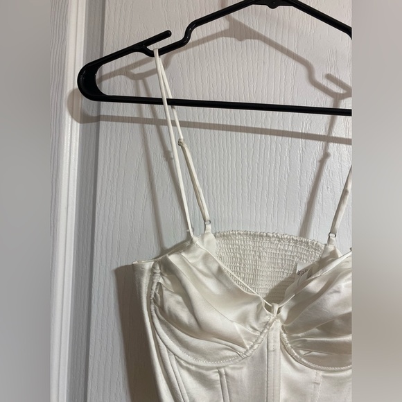 NWT Zara Corset Cropped Faux Satin White Fancy Summer Party Tank Top Size Small - Picture 3 of 14